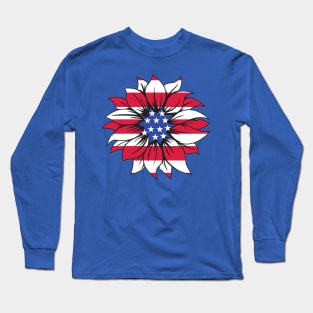 USA Flag Flower 1 Long Sleeve T-Shirt